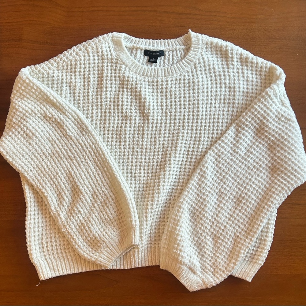 Sanctuary Size XL Cozy White Knit Sweater